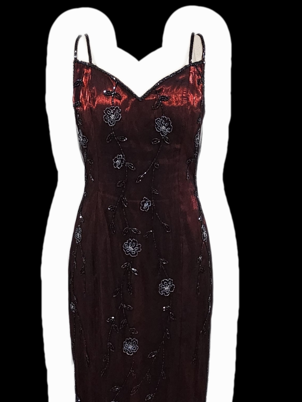 VINTAGE Alyce Designs Beaded Red And Black Gown - Picture 11 of 14